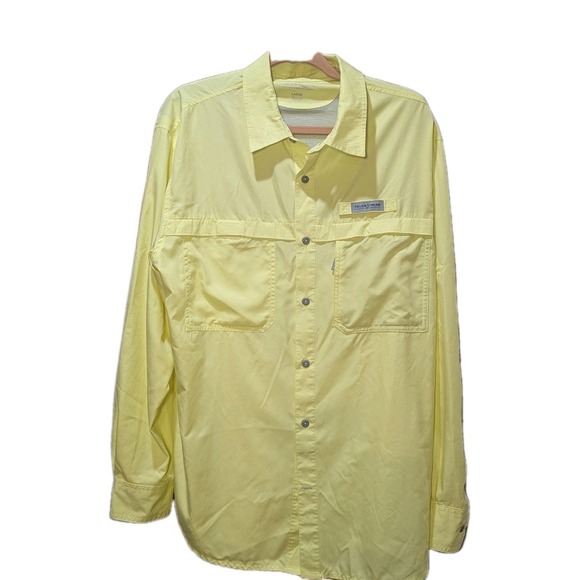 Field & Stream Mens Shirt  Yellow Fishing Vented Button Up Long Sleeve Size Lrg - Picture 2 of 13